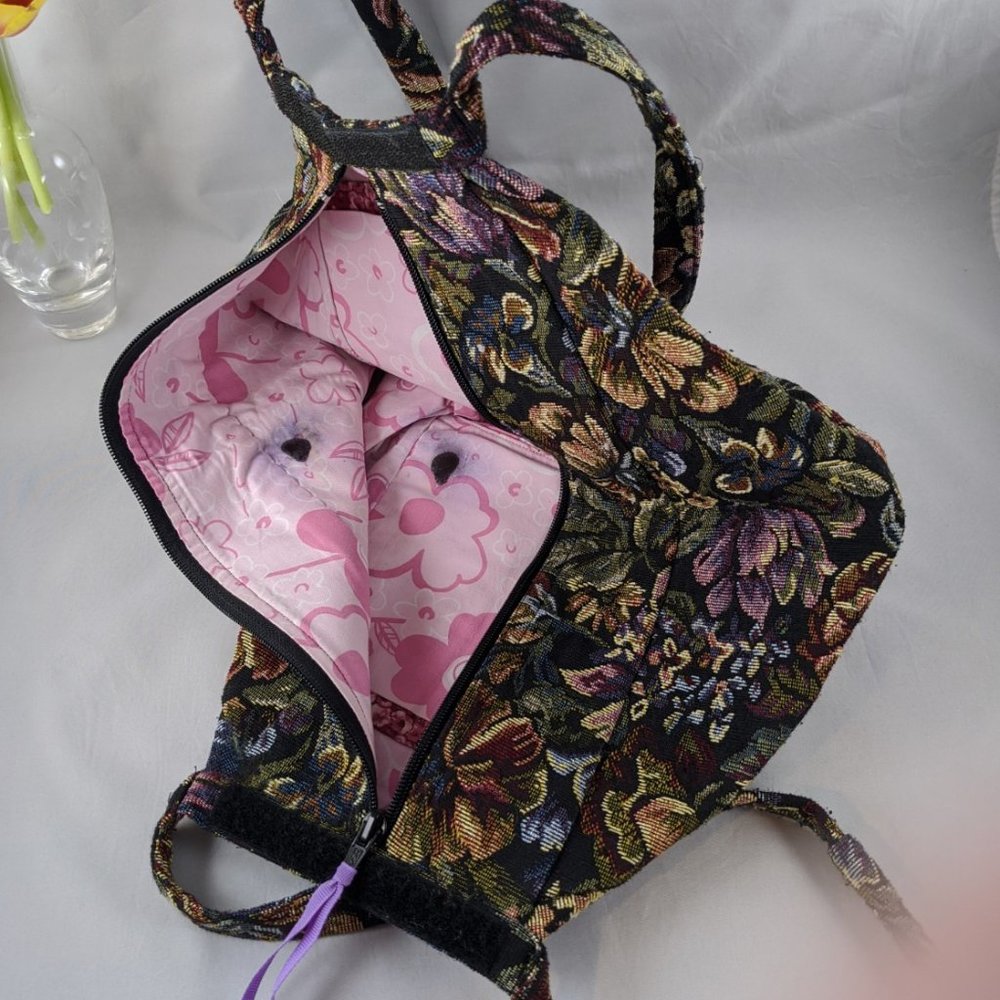 Vintage Handmade Womens Upholstery Folding Velcro Zip Shoulder Bag - Picture 6 of 8